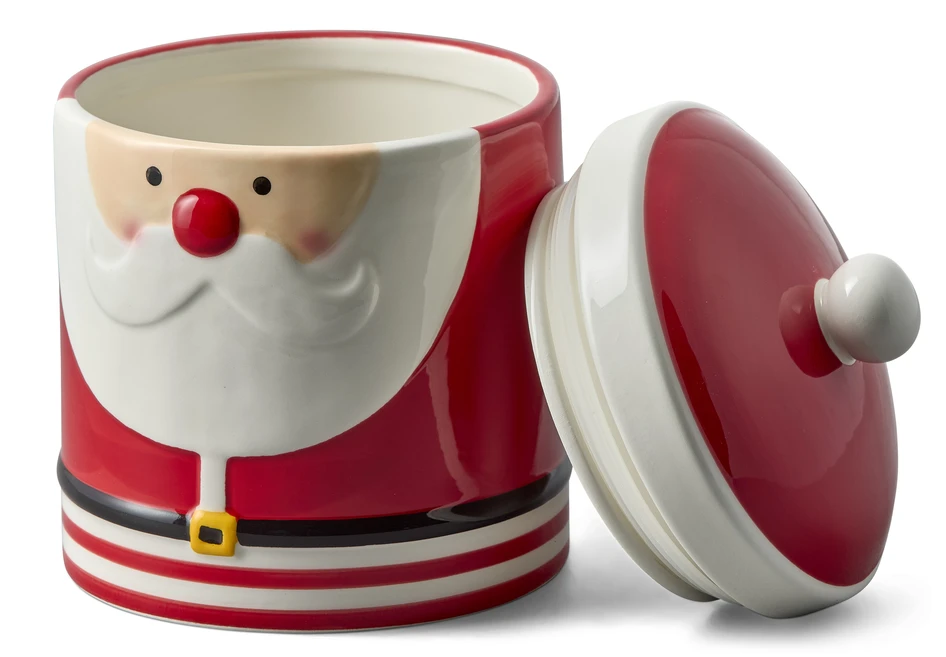 Santa Claus - Burk, H 19 Ø 14 cm - Röd