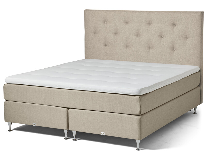 Active - Kontinentalsäng, dubbelsäng med bäddmadrass Soft och Active pikerad sänggavel - Beige