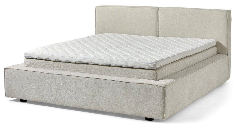 Delux Sign - Sängram inkl. gavel med resårkassett Delux Sense och bäddmadrass Sense, dubbelsäng, bäddmått 180 cm - Beige