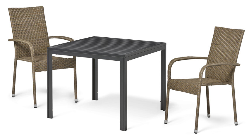 Livorno/Village - Utegrupp med bord och 2 karmstolar - Beige
