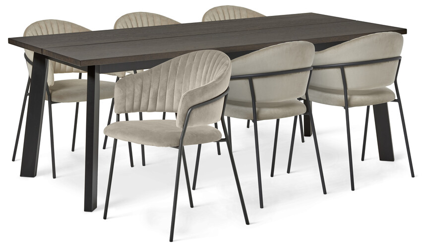 Nomad - Matgrupp med 6 karmstolar Sharon - Beige