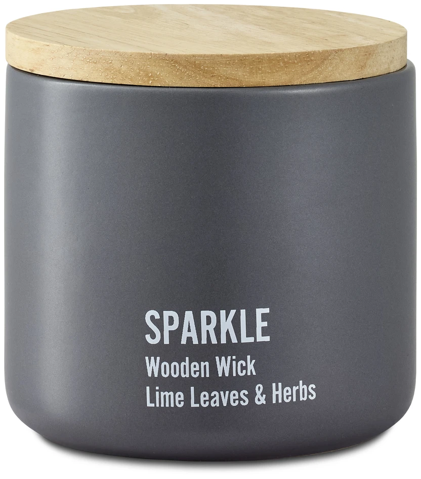Sparkle - Doftljus, Lime Leaves & Herb, brinntid 40 h, 290 gr - Grå