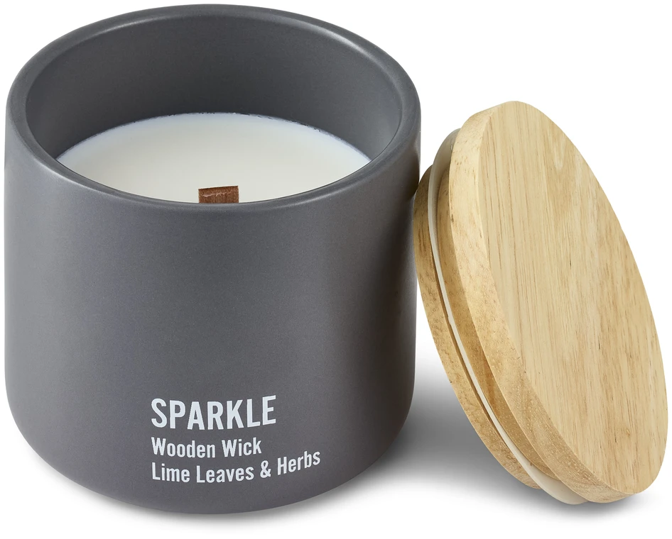 Sparkle - Doftljus, Lime Leaves & Herb, brinntid 40 h, 290 gr - Grå