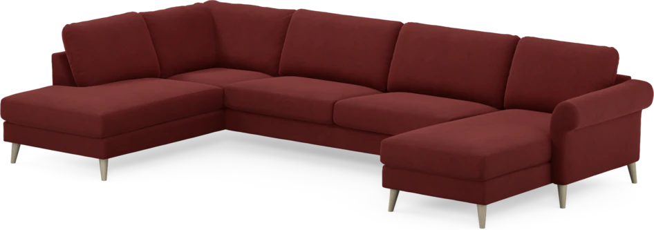 Bridge - 3-sits soffa med divan vänster och schäslong höger - Röd
