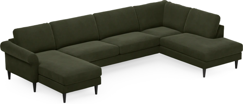 Bridge - 3-sits soffa med schäslong vänster och divan höger - Grön