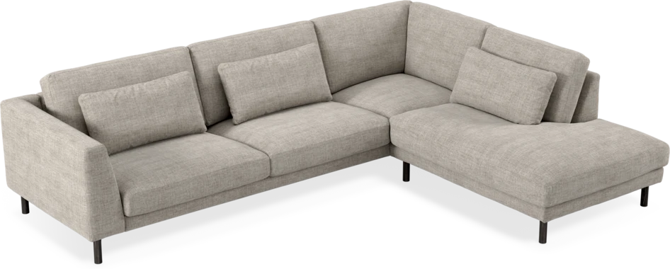 Willow - 3-sits soffa med divan höger, fast klädsel - Grå