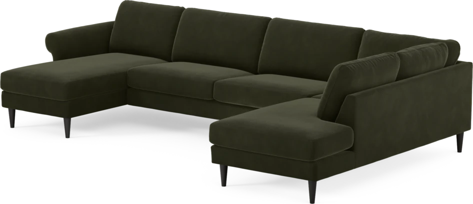 Bridge - 3-sits soffa med schäslong vänster och divan höger - Grön