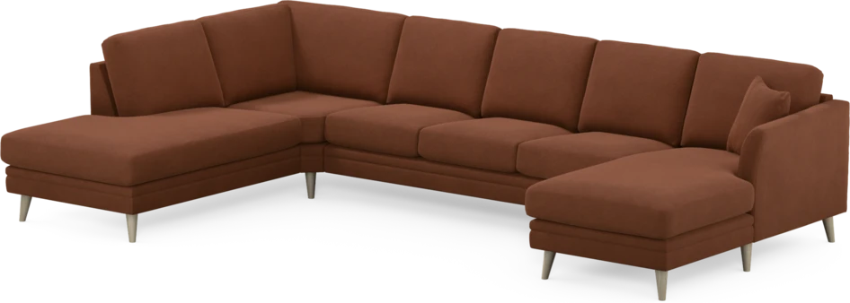 Eden - 3-sits soffa med divan vänster och schäslong höger - Orange