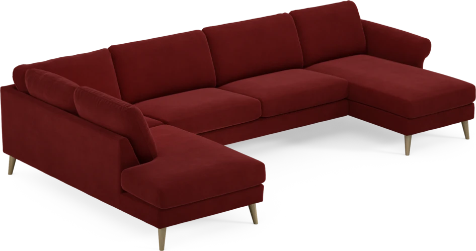 Bridge - 3-sits soffa med divan vänster och schäslong höger - Röd