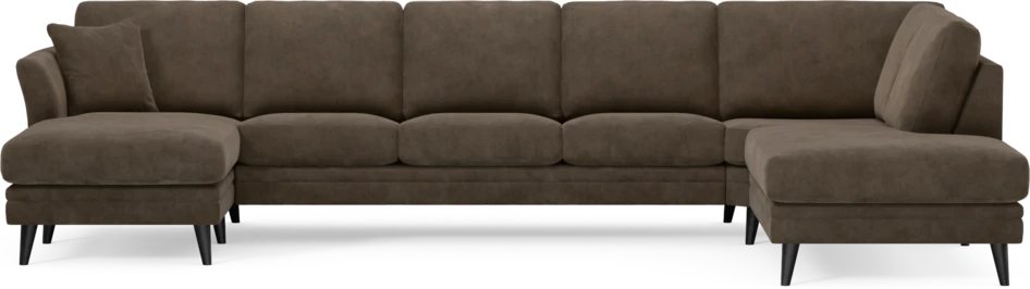 Eden - 3-sits soffa med schäslong vänster och divan höger - Brun