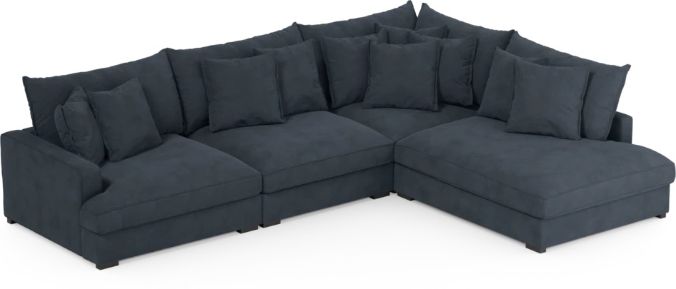 Rossi - 3-sits soffa med divan höger - Blå
