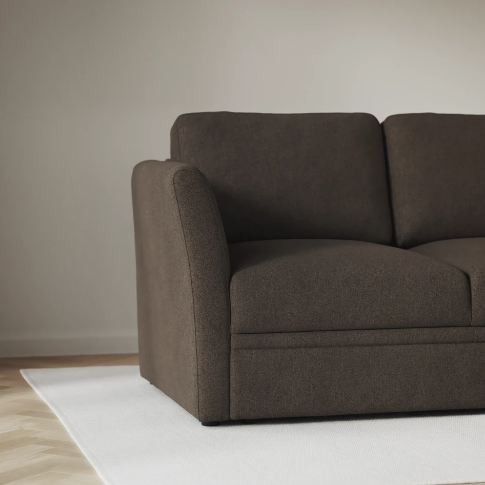 Öland - Bäddsoffa med schäslong vänster och divan höger - Brun