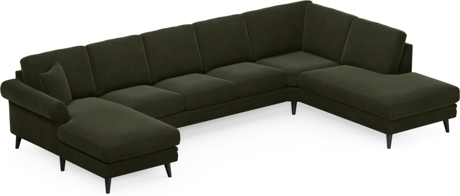 Eden - 3-sits soffa med schäslong vänster och divan höger - Grön