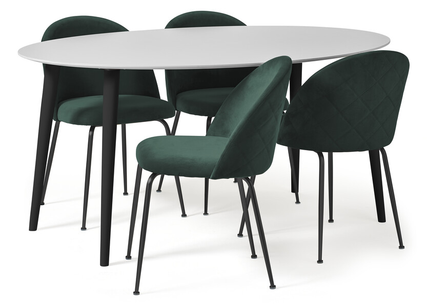 Plaine - Matgrupp med 4 stolar Kiwi - Grön
