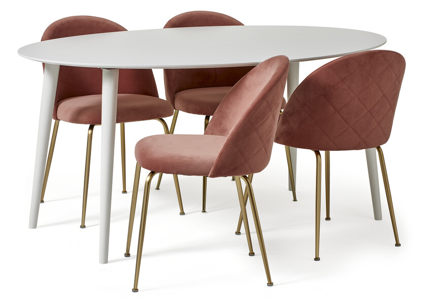 Plaine - Matgrupp med 4 stolar Kiwi - Rosa