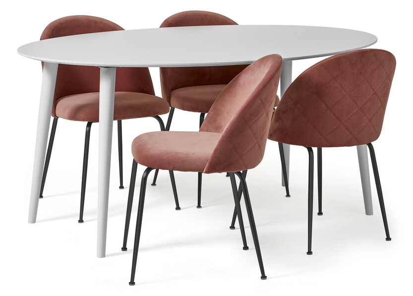 Plaine - Matgrupp med 4 stolar Kiwi - Rosa