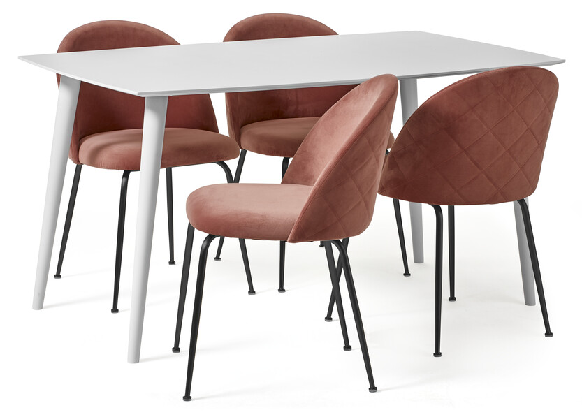 Plaine - Matgrupp med 4 stolar Kiwi - Rosa