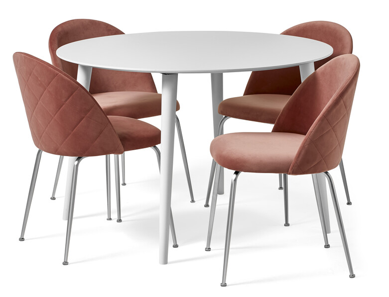 Plaine - Matgrupp med 4 stolar Kiwi - Rosa