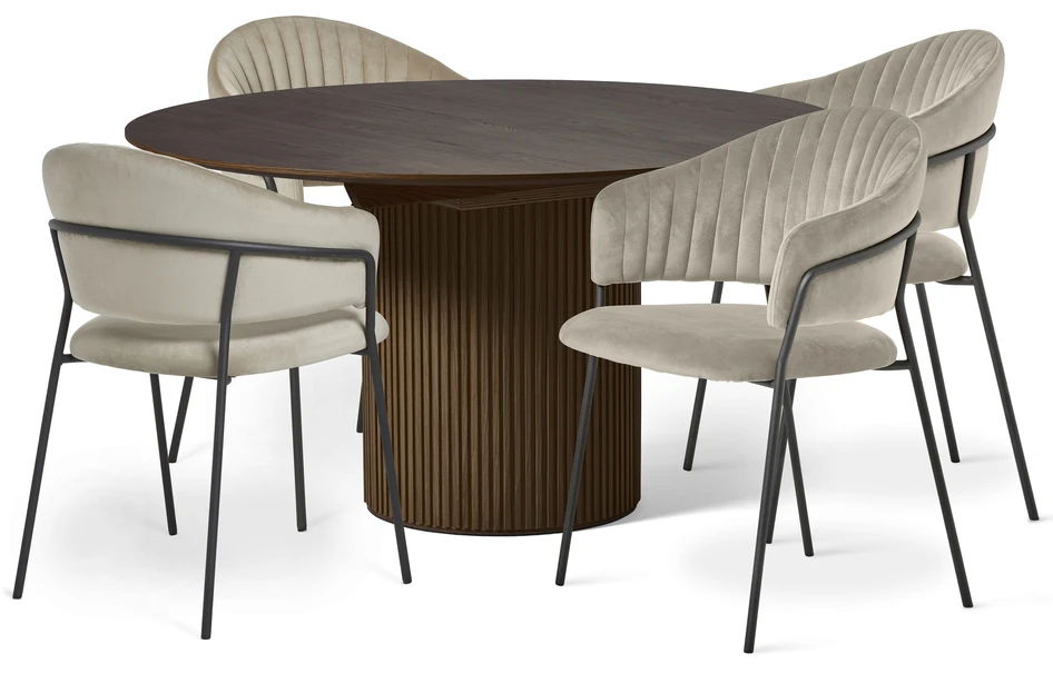 Astrid - Matgrupp med 4 karmstolar Sharon - Beige