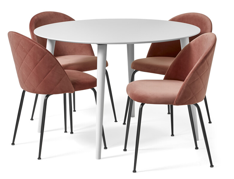 Plaine - Matgrupp med 4 stolar Kiwi - Rosa