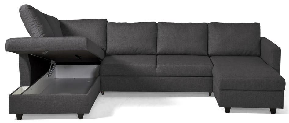 Skaftö - Bäddsoffa med divan vänster och schäslong höger - Grå