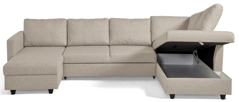 Skaftö - Bäddsoffa med schäslong vänster och divan höger - Beige
