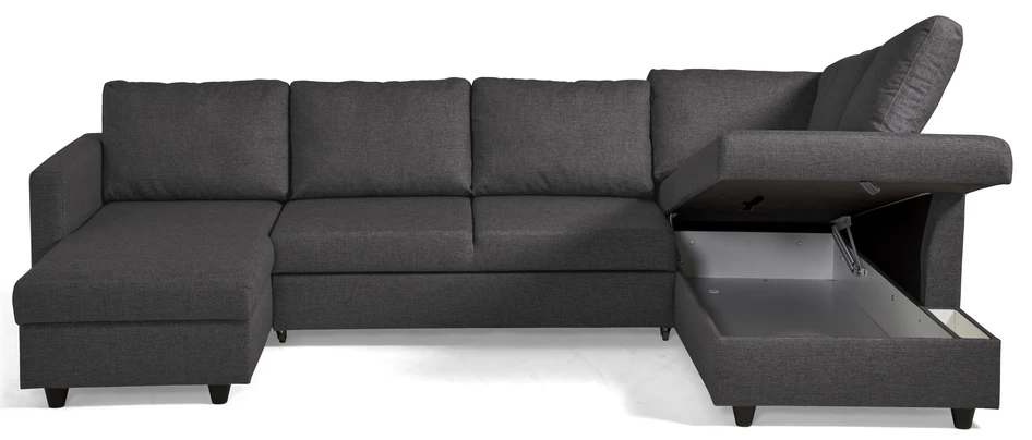 Skaftö - Bäddsoffa med schäslong vänster och divan höger - Grå