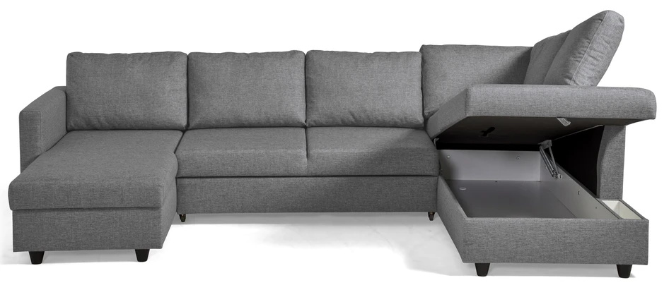 Skaftö - Bäddsoffa med schäslong vänster och divan höger - Grå