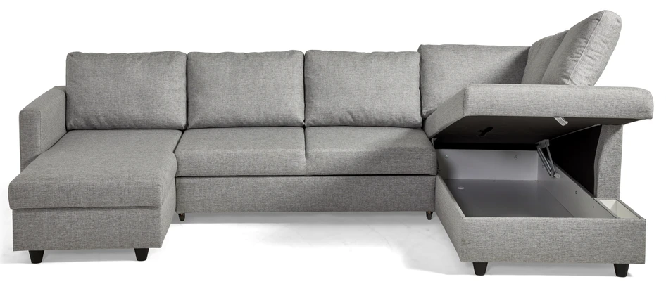 Skaftö - Bäddsoffa med schäslong vänster och divan höger - Grå