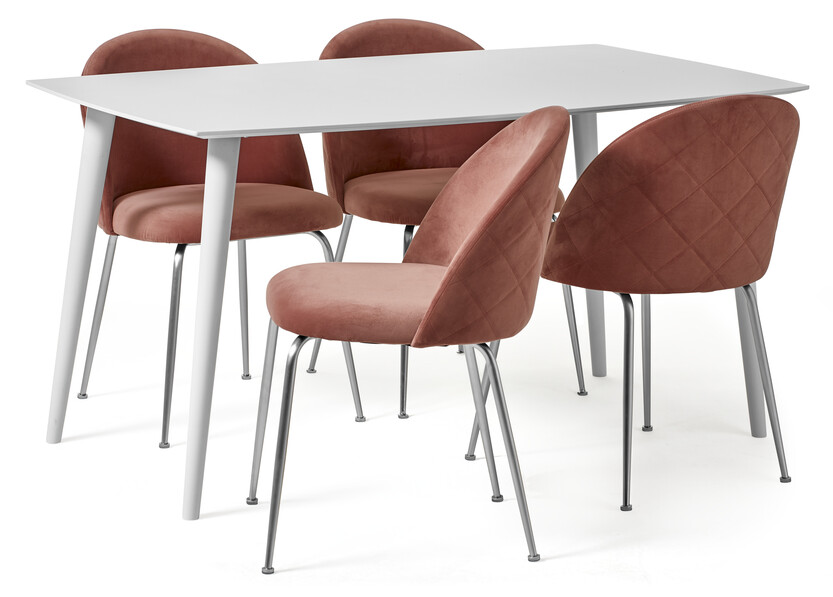 Plaine - Matgrupp med 4 stolar Kiwi - Rosa