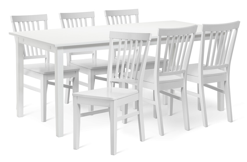 Ingrid - Matgrupp med 6 stolar Ingrid - Vit