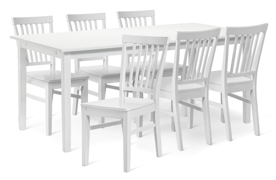 Ingrid - Matgrupp med 6 stolar Ingrid - Vit