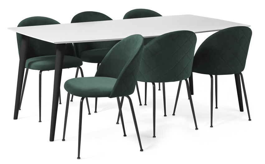 Plaine - Matgrupp med 6 stolar Kiwi - Grön