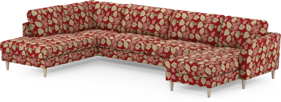 Bridge - 3-sits soffa med divan vänster och schäslong höger - Röd