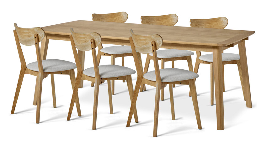 Vilgot - Matgrupp med 6 stolar Ludvig - Beige