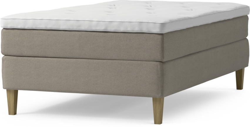 Delux Sense - Kontinentalsäng, enkelsäng 120 cm med bäddmadrass och sängben - Beige
