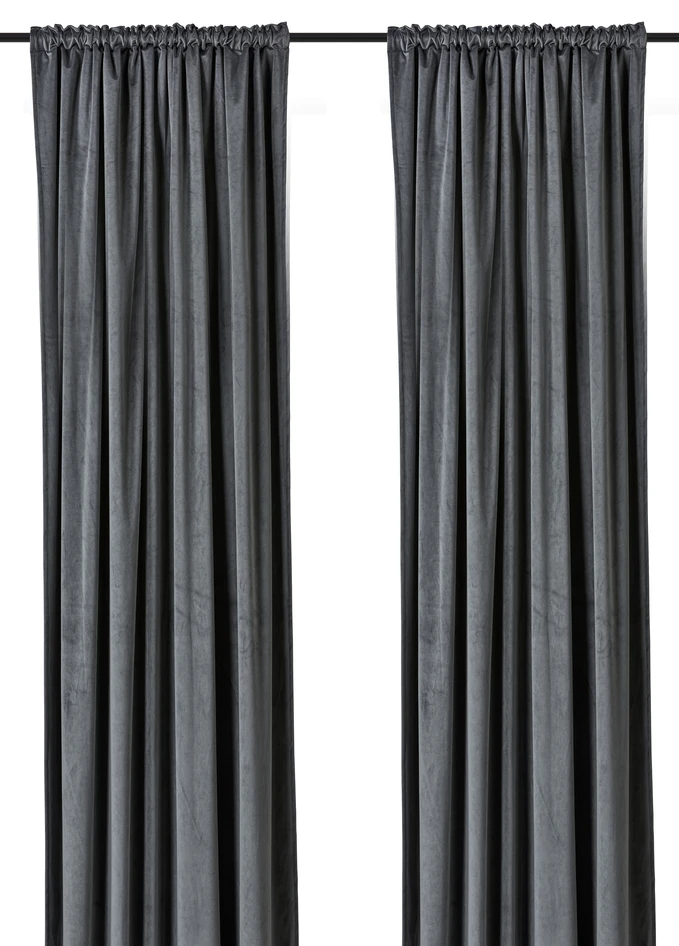 Velvet - Gardin, 140x250 cm, 2-pack - Grå