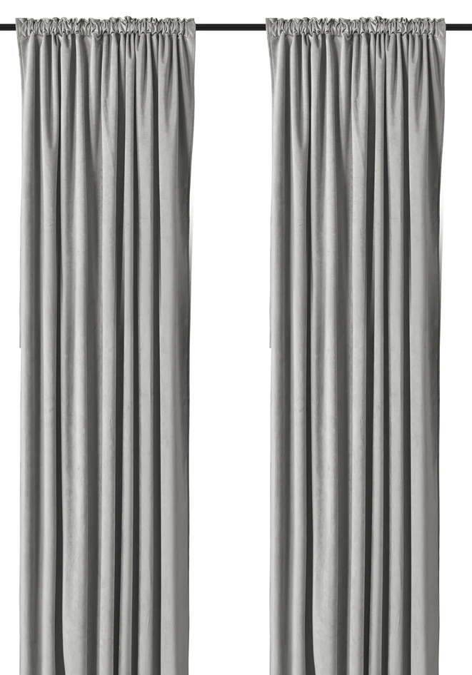 Velvet - Gardin, 140x250 cm, 2-pack - Grå