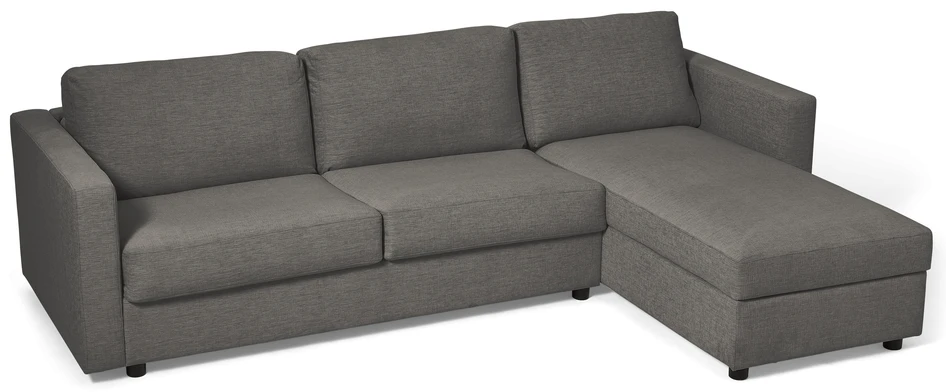 Lindö - Bäddsoffa 2,5-sits med schäslong, vändbar - Grå