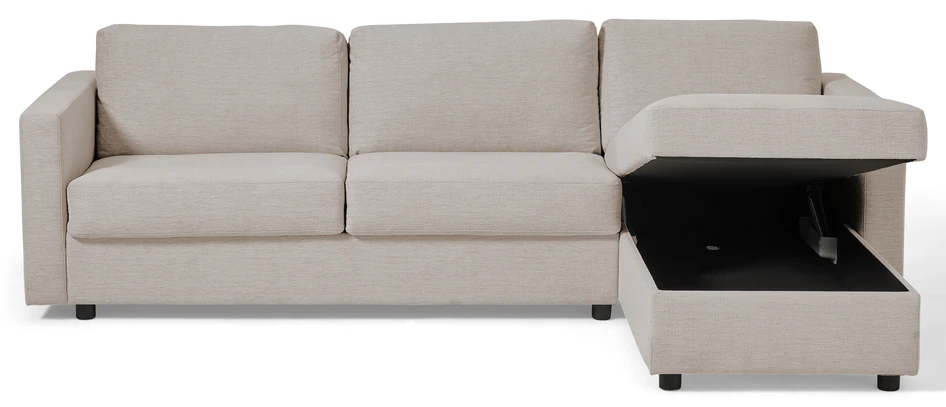 Lindö Pocket - Bäddsoffa 2,5-sits med schäslong, vändbar - Vit