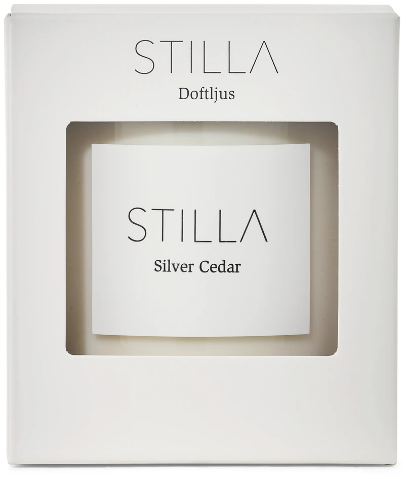 Stilla - Doftljus, Silver Cedar, brinntid 45 h, 300 gr - Vit