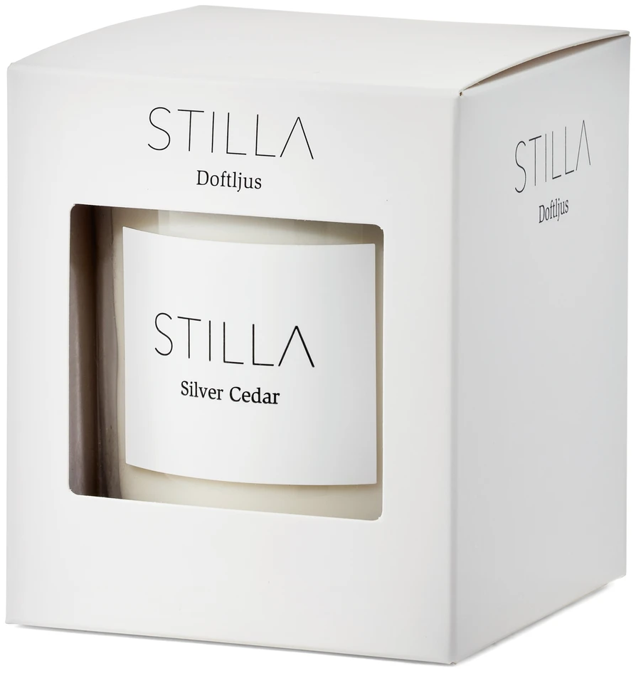 Stilla - Doftljus, Silver Cedar, brinntid 45 h, 300 gr - Vit