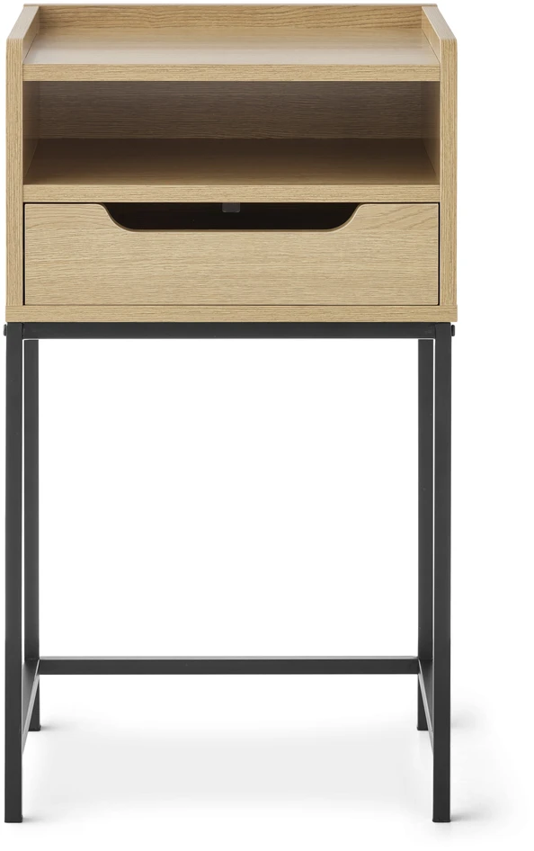 Plint - Sängbord med 1 låda & 1 hylla, 40x30x25 cm - Beige