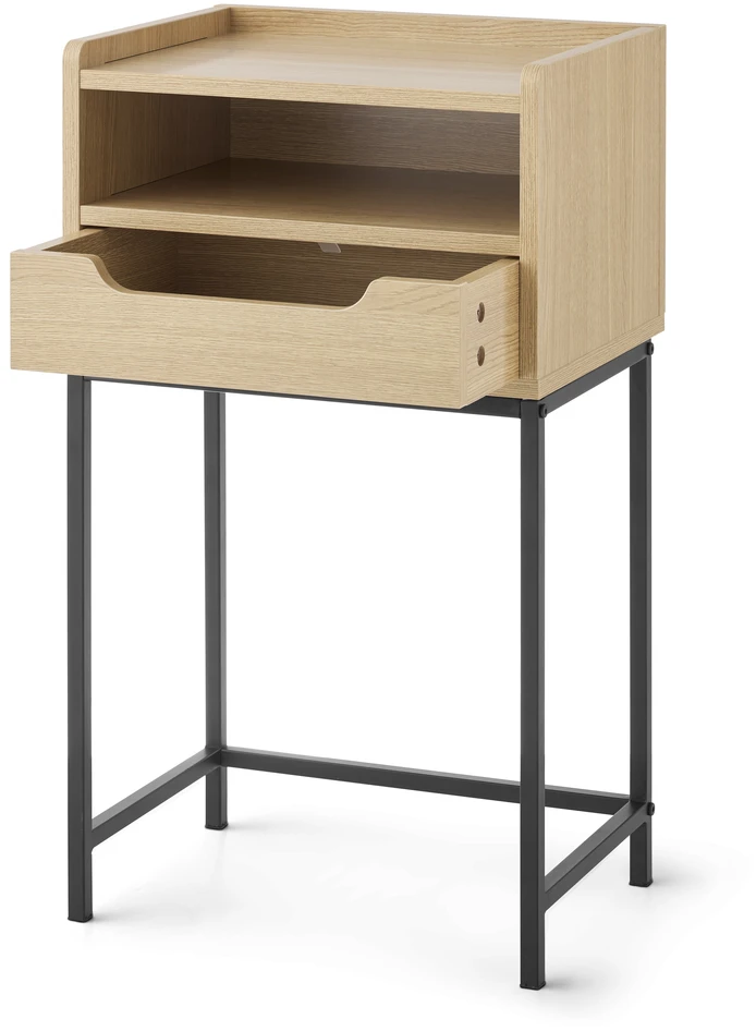 Plint - Sängbord med 1 låda & 1 hylla, 40x30x25 cm - Beige