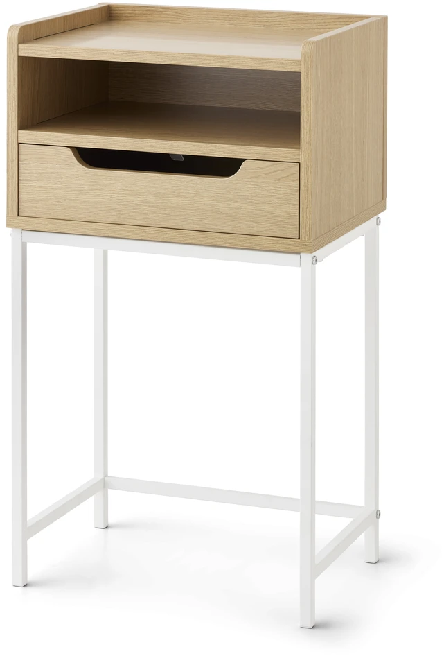 Plint - Sängbord med 1 låda & 1 hylla, 40x30x25 cm - Beige