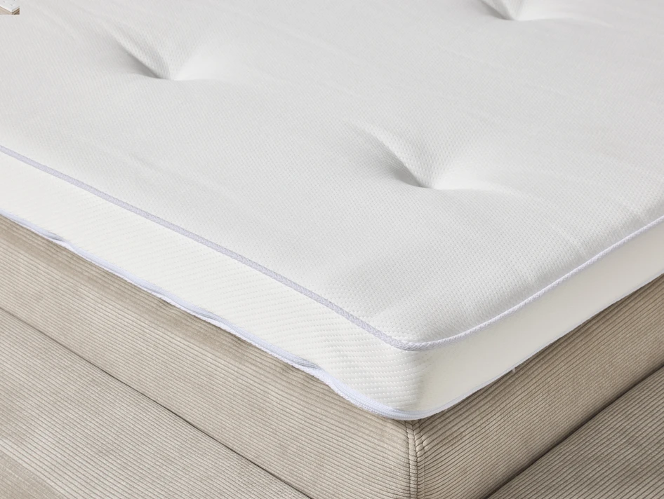 Delux Sign - Sängram inkl. gavel med resårkassett Delux Exclusive och bäddmadrass Sleep, enkelsäng, bäddmått 120 cm - Beige