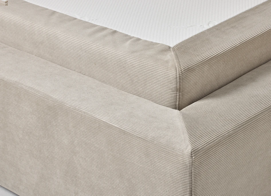 Delux Sign - Sängram inkl. gavel med resårkassett Delux Exclusive och bäddmadrass Sense, enkelsäng, bäddmått 120 cm - Beige