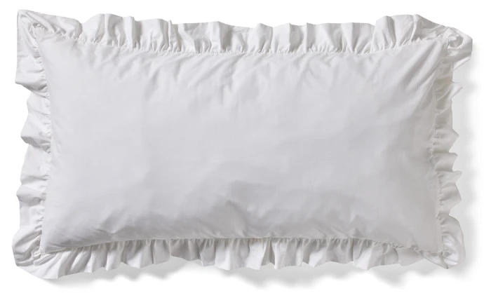 Bridgeport, Örngott till hotellkudde i garnfärgad bomull med volang, 50x90 cm