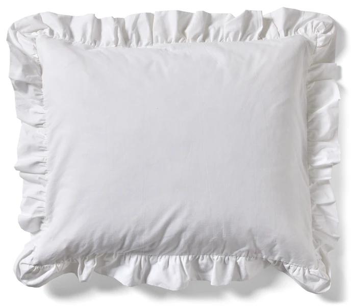 Bridgeport, Örngott i garnfärgad bomull med volang, 50x60 cm