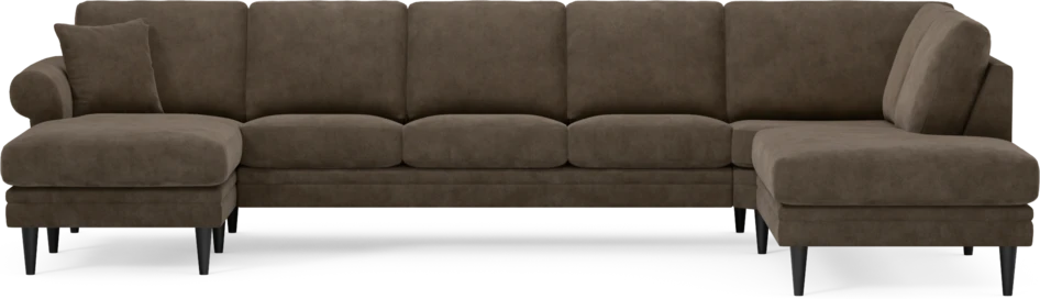 Eden - 3-sits soffa med schäslong vänster och divan höger - Brun